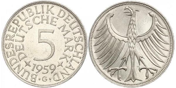 5 Марка ФРГ (1949-1990) Серебро 