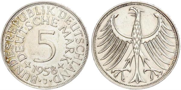 5 Марка ФРГ (1949-1990) Серебро 