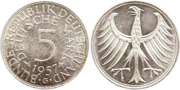 5 Марка ФРГ (1949-1990) Серебро 