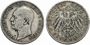 5 Марка Grand Duchy of Oldenburg (1814 - 1918) Срібло Frederick Augustus III of Saxony (1865-1932)