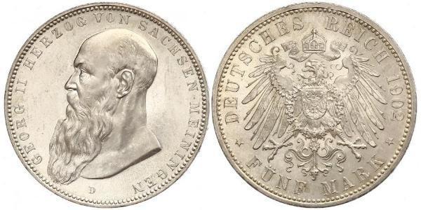 5 Марка null Срібло Georg II, Duke of Saxe-Meiningen