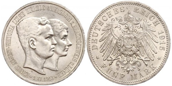 5 Марка null Срібло Ernest Augustus, Duke of Brunswick (1887 - 1953)