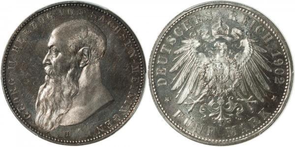 5 Марка null Срібло Georg II, Duke of Saxe-Meiningen