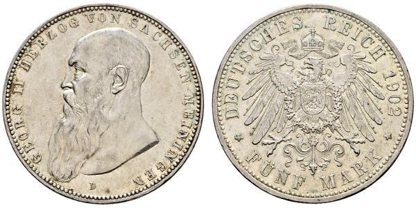 5 Марка null Срібло Georg II, Duke of Saxe-Meiningen