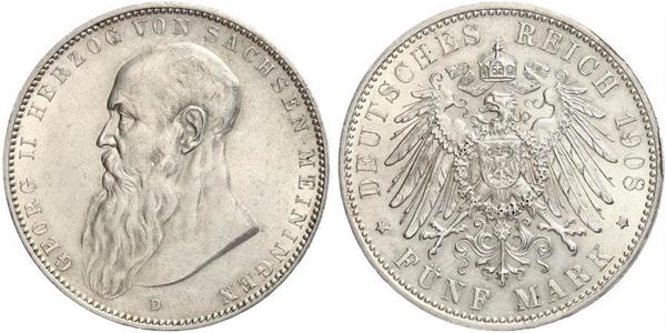 5 Марка null Срібло Georg II, Duke of Saxe-Meiningen