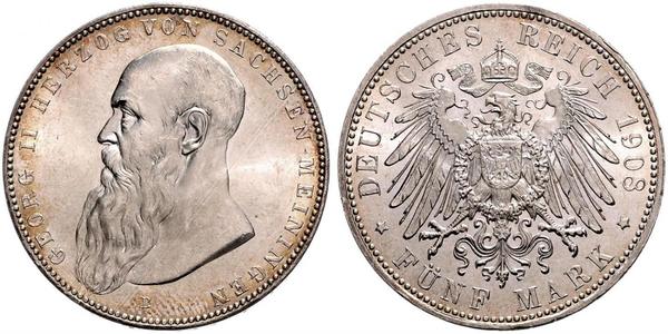 5 Марка null Срібло Georg II, Duke of Saxe-Meiningen
