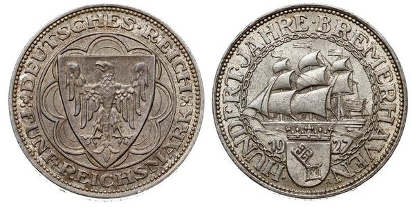 5 Марка Веймарська республіка (1918-1933) Срібло 