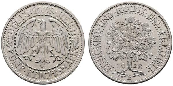 5 Марка Веймарська республіка (1918-1933) / Німеччина Срібло 