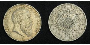 5 Марка Велике герцогство Баден (1806-1918) Срібло Frederick I, Grand Duke of Baden (1826 - 1907)