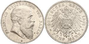5 Марка Велике герцогство Баден (1806-1918) Срібло Frederick I, Grand Duke of Baden (1826 - 1907)