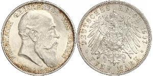 5 Марка Велике герцогство Баден (1806-1918) Срібло Frederick I, Grand Duke of Baden (1826 - 1907)