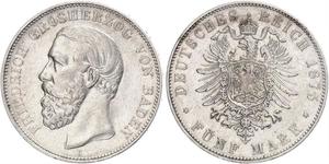 5 Марка Велике герцогство Баден (1806-1918) Срібло Frederick I, Grand Duke of Baden (1826 - 1907)