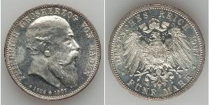 5 Марка Велике герцогство Баден (1806-1918) Срібло Frederick I, Grand Duke of Baden (1826 - 1907)
