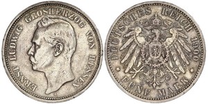 5 Марка Великое герцогство Гессен (1806 - 1918) Срібло Ernest Louis, Grand Duke of Hesse (1868 - 1937)