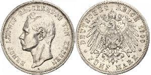 5 Марка Великое герцогство Гессен (1806 - 1918) Срібло Ernest Louis, Grand Duke of Hesse (1868 - 1937)