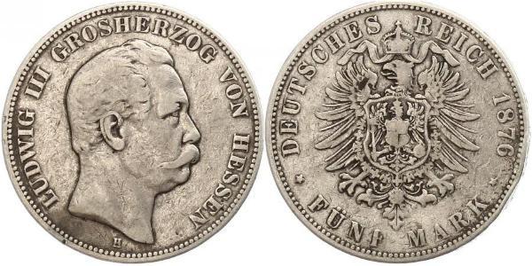 5 Марка Великое герцогство Гессен (1806 - 1918) Срібло Людвіг III (великий герцог Гессену)