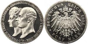 5 Марка Герцогство Мекленбург-Шверин (1352-1918) Срібло Frederick Francis IV, Grand Duke of Mecklenburg (1882 - 1945)