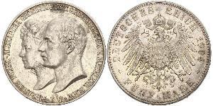 5 Марка Герцогство Мекленбург-Шверин (1352-1918) Срібло Frederick Francis IV, Grand Duke of Mecklenburg (1882 - 1945)