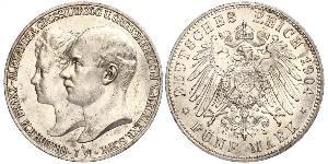 5 Марка Герцогство Мекленбург-Шверин (1352-1918) Срібло Frederick Francis IV, Grand Duke of Mecklenburg (1882 - 1945)
