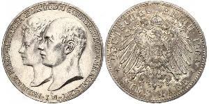 5 Марка Герцогство Мекленбург-Шверин (1352-1918) Срібло Frederick Francis IV, Grand Duke of Mecklenburg (1882 - 1945)