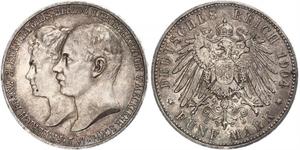 5 Марка Герцогство Мекленбург-Шверин (1352-1918) Срібло Frederick Francis IV, Grand Duke of Mecklenburg (1882 - 1945)