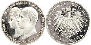 5 Марка Герцогство Мекленбург-Шверин (1352-1918) Срібло Frederick Francis IV, Grand Duke of Mecklenburg (1882 - 1945)