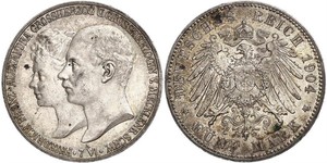 5 Марка Герцогство Мекленбург-Шверин (1352-1918) Срібло Frederick Francis IV, Grand Duke of Mecklenburg (1882 - 1945)