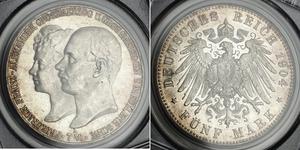 5 Марка Герцогство Мекленбург-Шверин (1352-1918) Срібло Frederick Francis IV, Grand Duke of Mecklenburg (1882 - 1945)