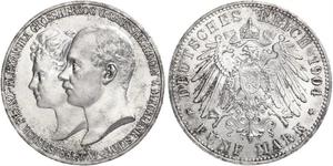 5 Марка Герцогство Мекленбург-Шверин (1352-1918) Срібло Frederick Francis IV, Grand Duke of Mecklenburg (1882 - 1945)