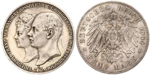 5 Марка Герцогство Мекленбург-Шверин (1352-1918) Срібло Frederick Francis IV, Grand Duke of Mecklenburg (1882 - 1945)