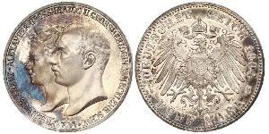 5 Марка Герцогство Мекленбург-Шверин (1352-1918) Срібло Frederick Francis IV, Grand Duke of Mecklenburg (1882 - 1945)
