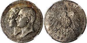 5 Марка Герцогство Мекленбург-Шверин (1352-1918) Срібло Frederick Francis IV, Grand Duke of Mecklenburg (1882 - 1945)