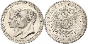 5 Марка Герцогство Мекленбург-Шверин (1352-1918) Срібло Frederick Francis IV, Grand Duke of Mecklenburg (1882 - 1945)