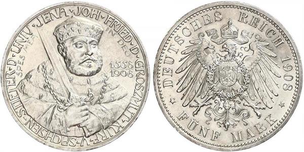 5 Марка Герцогство Саксен-Веймар-Ейзенахське (1809 - 1918) Срібло 