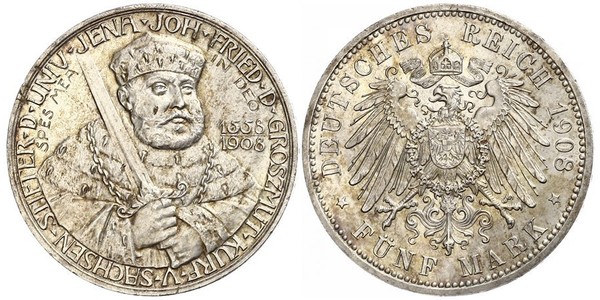 5 Марка Герцогство Саксен-Веймар-Ейзенахське (1809 - 1918) Срібло 