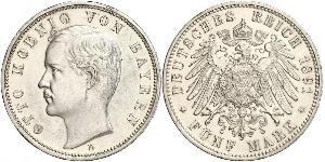 5 Марка Королівство Баварія (1806 - 1918) Срібло Otto of Bavaria (1848 – 1916)