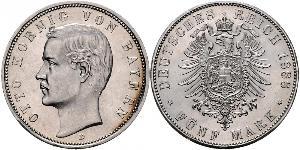 5 Марка Королівство Баварія (1806 - 1918) Срібло Otto of Bavaria (1848 – 1916)