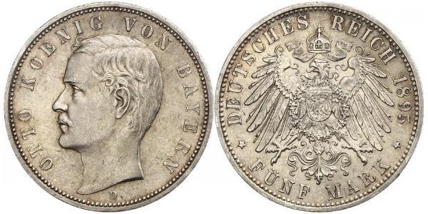 5 Марка Королівство Баварія (1806 - 1918) Срібло Otto of Bavaria (1848 – 1916)