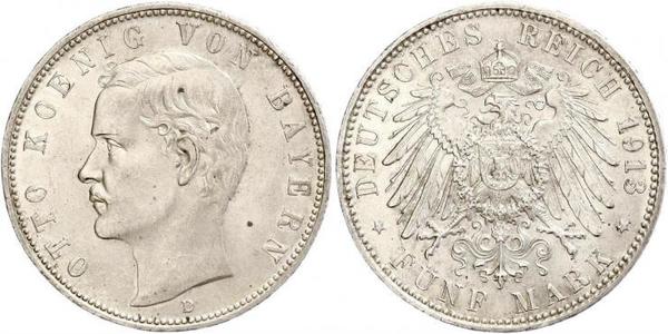 5 Марка Королівство Баварія (1806 - 1918) Срібло Otto of Bavaria (1848 – 1916)