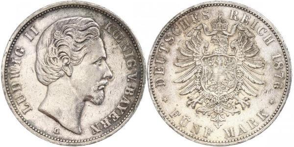5 Марка Королівство Баварія (1806 - 1918) Срібло Людвіг II (король Баварії)(1845 – 1886)