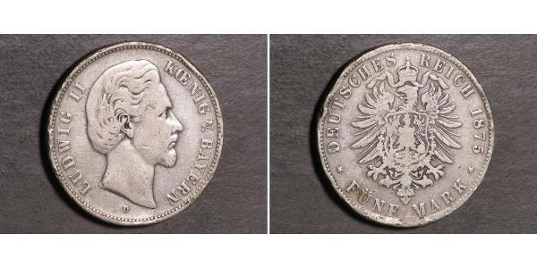 5 Марка Королівство Баварія (1806 - 1918) Срібло Людвіг II (король Баварії)(1845 – 1886)