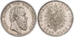 5 Марка Королівство Вюртемберг Срібло Charles I of Württemberg