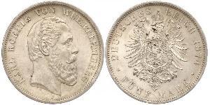 5 Марка Королівство Вюртемберг Срібло Charles I of Württemberg