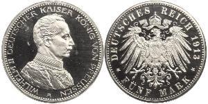 5 Марка Королівство Пруссія (1701-1918) Срібло Wilhelm II, German Emperor (1859-1941)