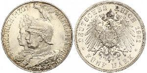 5 Марка Королівство Пруссія (1701-1918) Срібло Wilhelm II, German Emperor (1859-1941)