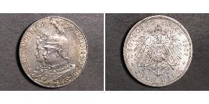 5 Марка Королівство Пруссія (1701-1918) Срібло Wilhelm II, German Emperor (1859-1941)