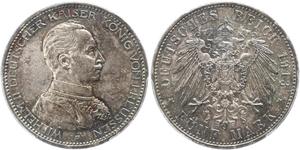 5 Марка Королівство Пруссія (1701-1918) Срібло Wilhelm II, German Emperor (1859-1941)