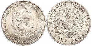 5 Марка Королівство Пруссія (1701-1918) Срібло Wilhelm II, German Emperor (1859-1941)