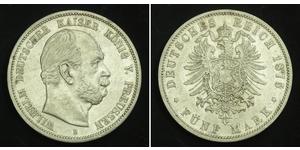 5 Марка Королівство Пруссія (1701-1918) Срібло Wilhelm I, German Emperor (1797-1888)
