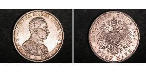 5 Марка Королівство Пруссія (1701-1918) Срібло Wilhelm II, German Emperor (1859-1941)